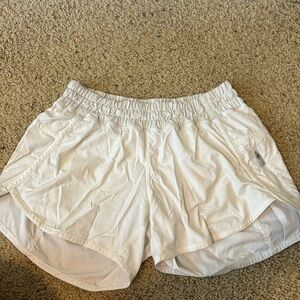 White Lululemon athletic shorts